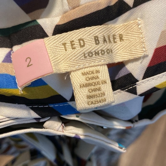 Ted Baker Boa Triangle Print Cropped Trouser Pants Cream Multicolor Size 2 - Picture 6 of 6